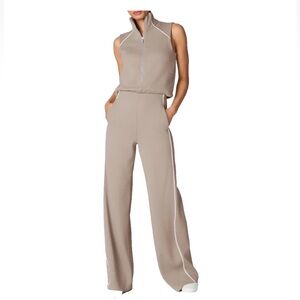 NWT SPANX  Air Essentials Pique Sleeveless Mockneck  Ashwood Jumpsuit
